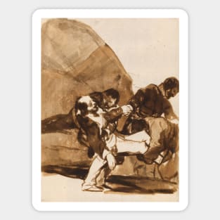 Three Men Carrying a Wounded Soldier, from the Images of Spain by Francisco Goya Magnet